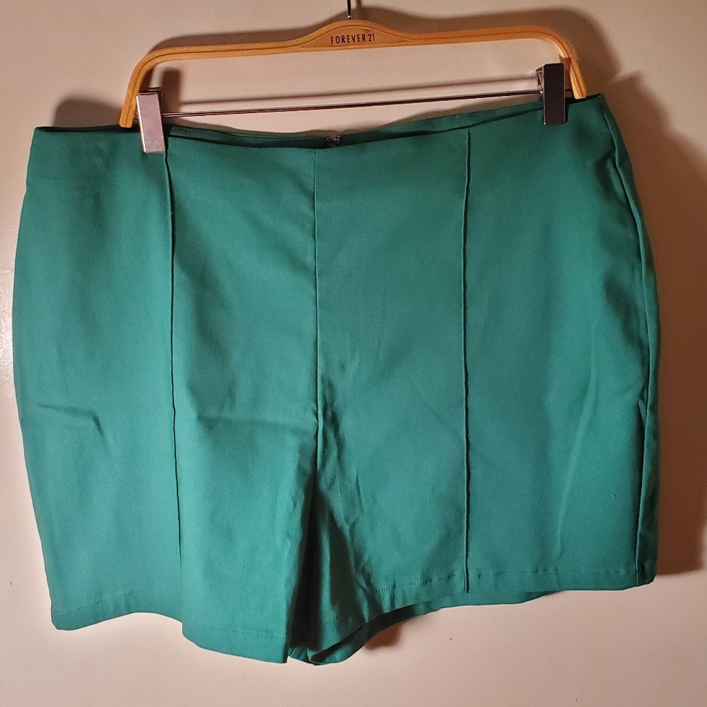 Forever 21+ Size 3X green high-waisted shorts